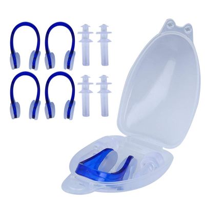 Pilipane Swimming Earplugs, 4pcs Soft Swimming Nose Clips Earplugs Set Watertight Noise Canceling Swim Dive Supplies, Keep Water Out Keep The earplugs in(Blue)