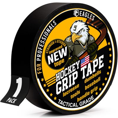 EAGLES Hockey Tape Multipurpose Cloth Tape Roll for Lacrosse Baseball & Softball Bats, Rackets, Pullup Bars, Gardening Tools, Sports Gift Perfect for Wrist, Ankle, Foot, Knee and Hand Taping (Black)