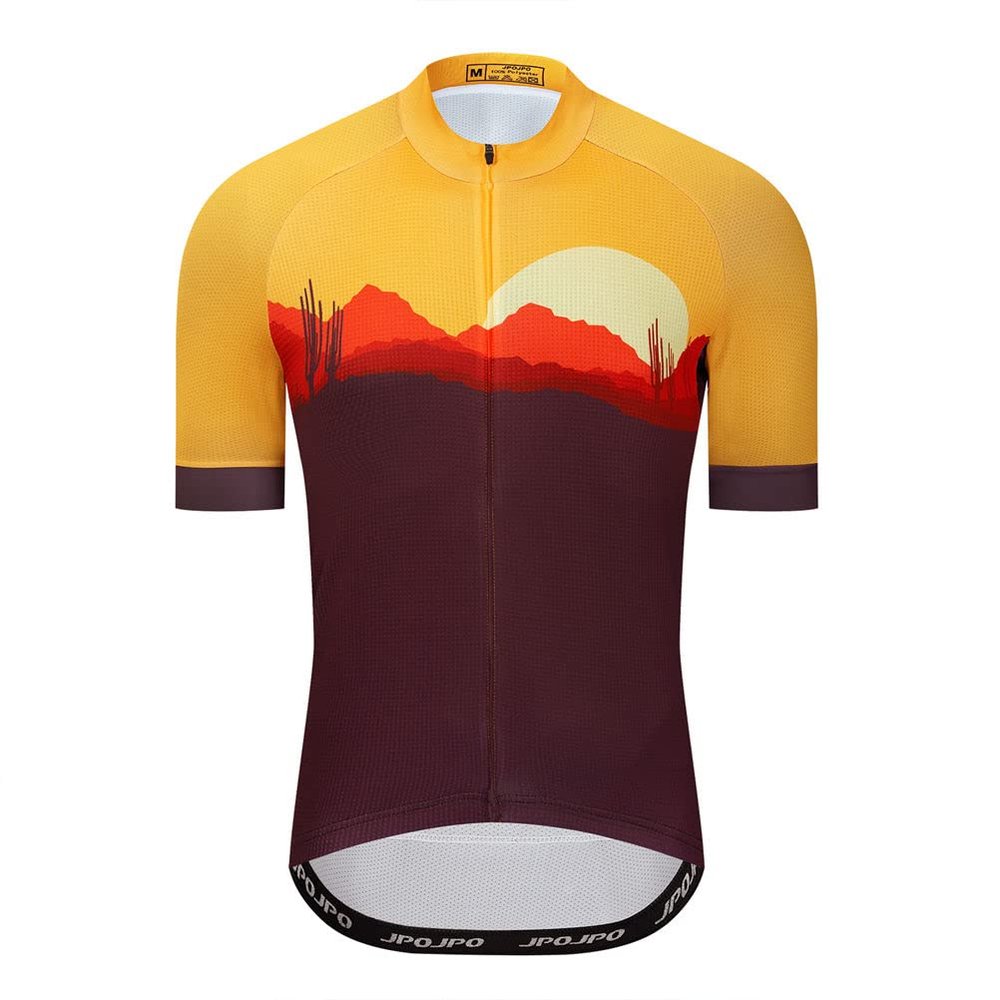Desert Sunset Cycling Jersey Men, Short Sleeve Mountain Dirt Bike Shirt MTB Clothing Biking Gear Tops Riding Road Outfit BMX Clothes Bicycle Apparel Ciclismo Uniform 5XL