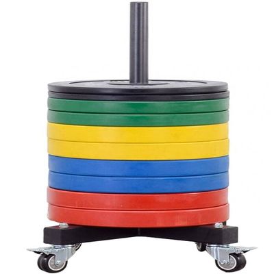 French Fitness Portable Bumper Plate Stacker Rack w/Wheels Heavy-Duty 11-Gauge Steel Storage for Weight Plates, 360 Caster Wheels with Lock for Gyms & Home Fitness