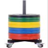 French Fitness Portable Bumper Plate Stacker Rack w/Wheels  Heavy-Duty 11-Gauge Steel Storage for Weight Plates, 360 Caster Wheels with Lock for Gyms & Home Fitness view 1