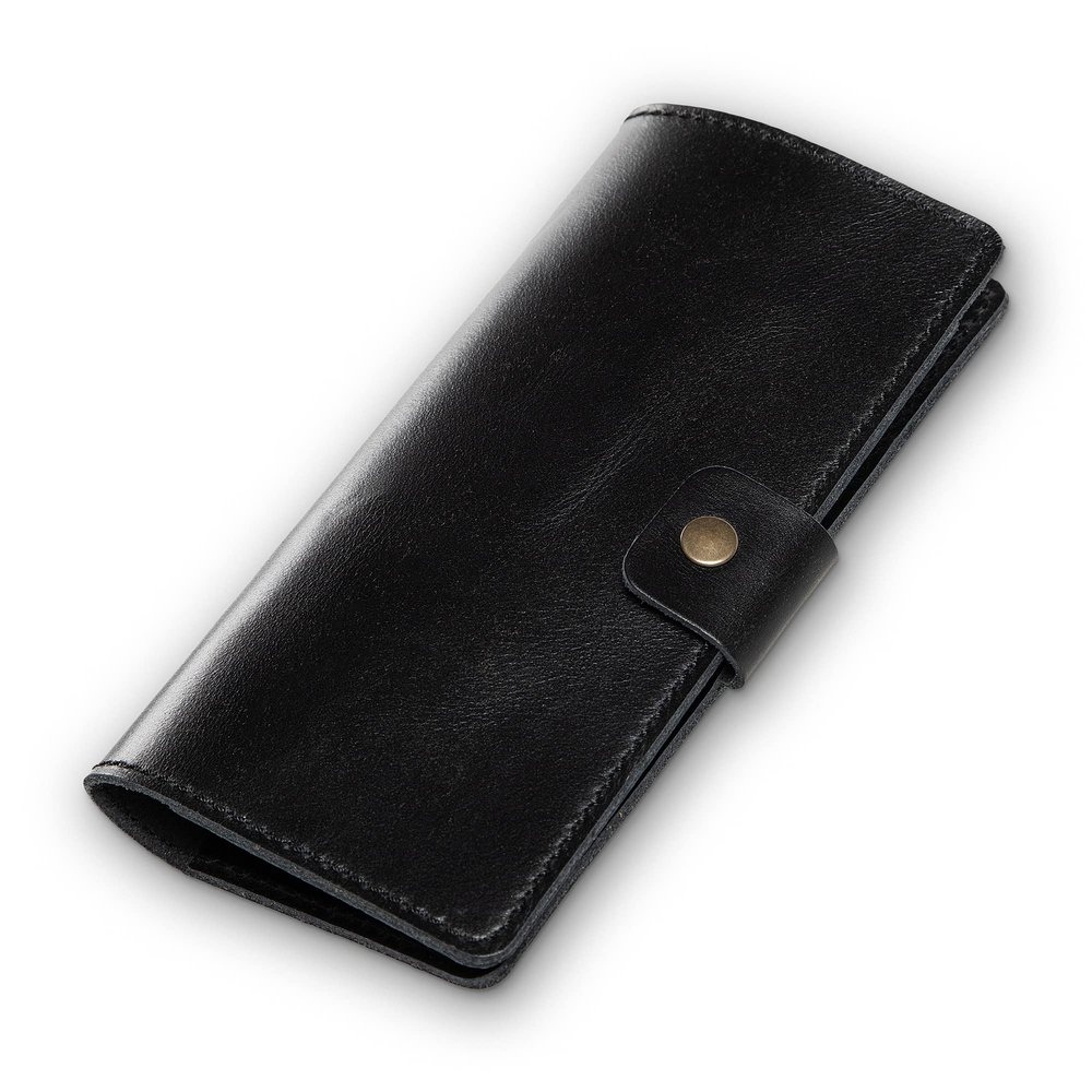 PEGAI Handmade Personalized Leather Checkbook Covers For Personal Checkbook | 100% Distressed Leather Checkbook Cover & Wallet | Business Checkbook Cover | Clark (Black)