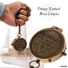 Carfar Nautical Compass Go Confidently in The Direction of Your Dreams! Live The Life You've Imagined Engraved Solid Brass Navigational Vintage Marine Compass with Wooden Box view 2
