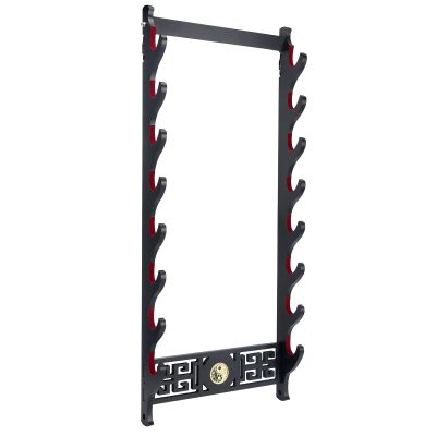 GUIIYLGG Sword Holder Katana Wall Mount - 8-Tier Tai Chi icon Velvet Padded Katana Holder Samurai Sword Display Rack Wand Lightsabe Wakizashi Sword Stand Display Hanger