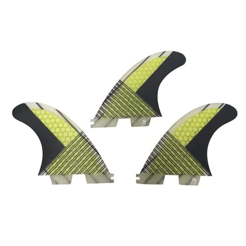 bohally Fiberglass+Honeycomb Surfboard Fin (3) Glass Flex Thruster Surf Fin Style G5 - Tri Fin Thruster Set Surfboard fins Size M Size fins