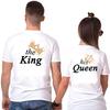 Matching Shirts for Couples Him and Her The King His Queen T-Shirts 3 Women XXL/Men M White view 1