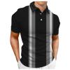 Big and Tall Polo Shirts for Men, 4Xlt Mens Shirts Big and Tall 3/4 Sleeve Shirt Men Men's Athletic Men's Golf Button Down Color Block Polo Retro Outdoor Street Short Sleeves (Gray-2,XL) view 1