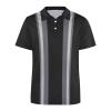Big and Tall Polo Shirts for Men, 4Xlt Mens Shirts Big and Tall 3/4 Sleeve Shirt Men Men's Athletic Men's Golf Button Down Color Block Polo Retro Outdoor Street Short Sleeves (Gray-2,XL) view 4