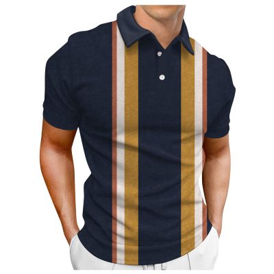 Polos for Men, Graphic Tees for Men Mens Short Sleeve Shirts Life Shirt Men's Golf Button Down Color Block Polo Retro Outdoor Street Short Sleeves Shirt Print Clothing Linen (Yellow-2,M)