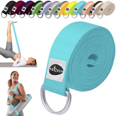 TECEUM [New 2025 Yoga & Mat Strap 2 in 1 Cotton 6 ft 8 ft 10 ft (30+ Colors) Adjustable Non-Slip Belt for Yoga, Pilates, Stretching, Physiotherapy, Fitness & Home Workout for Carrying Mats