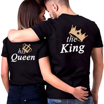 Matching Shirts for Couples Set for Him and Her The King His Queen T-Shirts Matching Outfits 48 Women L/Men M Black