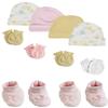 bambini Preemie Baby Girl Caps with Infant Mittens and Booties - 10 Pack NC_0208 by Miracle USA White/Pink view 1