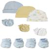 bambini Preemie Baby Boy Caps with Infant Mittens and Booties - 8 Pack NC_0207 by Miracle USA White/Blue view 1