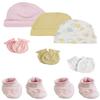 bambini Preemie Baby Girl Caps with Infant Mittens and Booties - 8 Pack NC_0209 by Miracle USA White/Pink