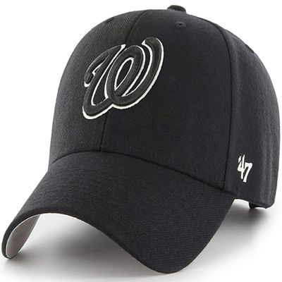 '47 MLB Black White MVP Adjustable Hat, Adult One Size Fits All (as1, Alpha, one_Size, Washington Nationals)
