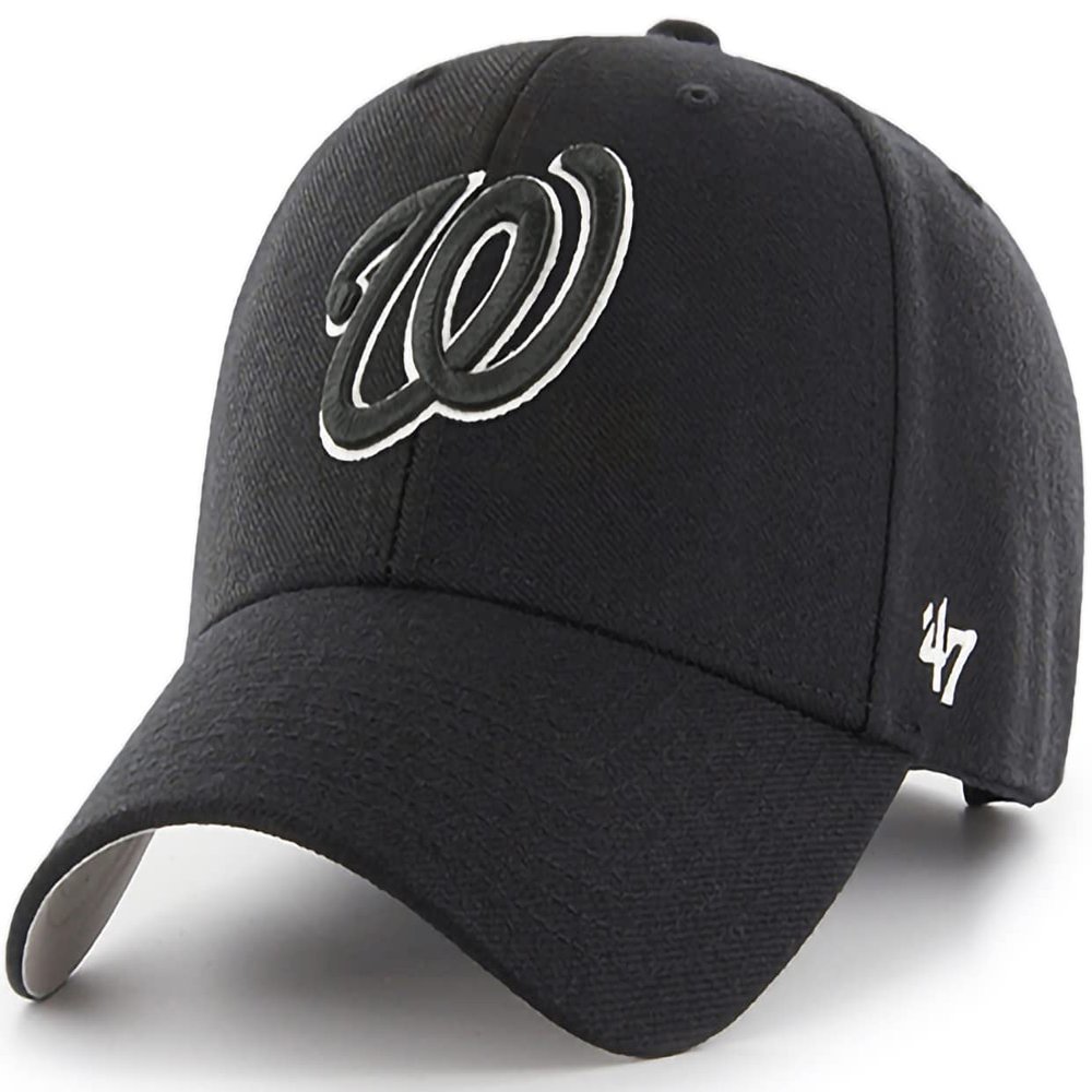'47 MLB Black White MVP Adjustable Hat, Adult One Size Fits All (as1, Alpha, one_Size, Washington Nationals)