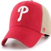 47 Brand MLB Team Color Flagship Mesh Trucker Primary Logo MVP Adjustable Structure Baseball Cap Hat, Adult One Size Fits All - Philadelphia Phillies Red view 1