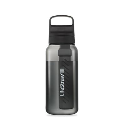 LifeStraw Go Series  BPA-Free Water Filter Bottle for Travel and Everyday use removes Bacteria, parasites and microplastics, Improves Taste, 1L Nordic Noir