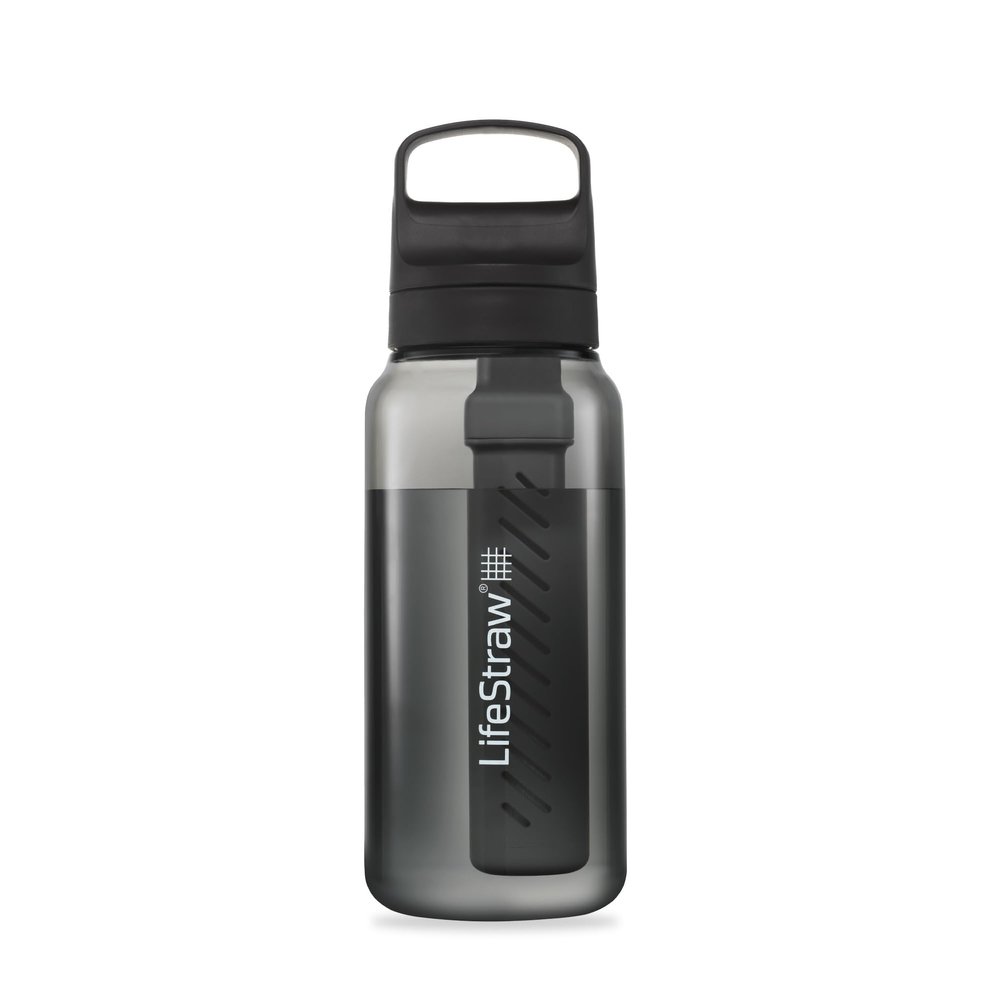LifeStraw Go Series  BPA-Free Water Filter Bottle for Travel and Everyday use removes Bacteria, parasites and microplastics, Improves Taste, 1L Nordic Noir