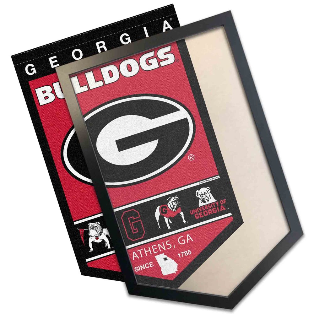College Flags & Banners Co. Georgia Bulldogs Heritage Logo History Banner and Wood Banner Frame