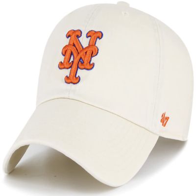 '47 MLB Natural Clean Up Adjustable Hat Cap, Adult One Size (New York Mets Natural)
