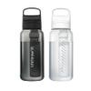 LifeStraw Go Series  BPA-Free Water Filter Bottle for Travel and Everyday use removes Bacteria, parasites and microplastics, Improves Taste, 1L 2-Pack; Nordic Noir and Clear view 1
