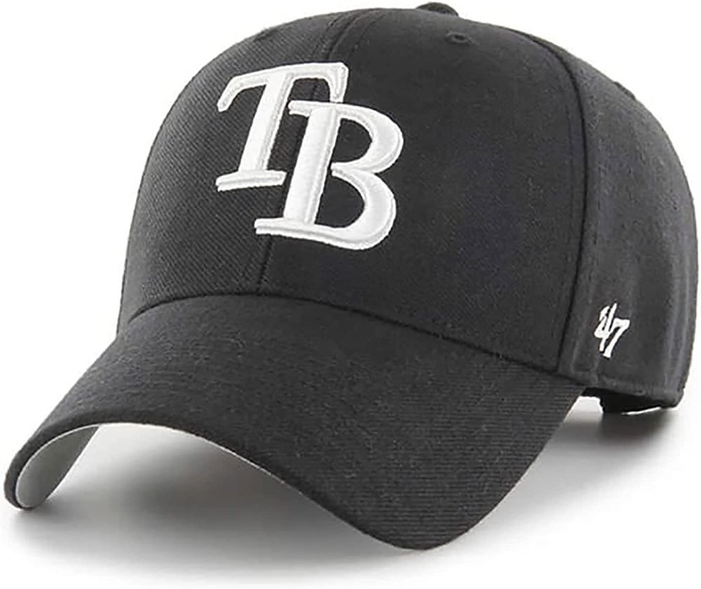 47 MLB Black White MVP Adjustable Hat, Adult One Size Fits All (as1, Alpha, one_Size, Tampa Bay Rays)