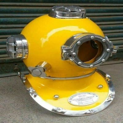 Morse Boston Diving Helmet Navy Yellow Divers Sea Mark V Scuba Helmet