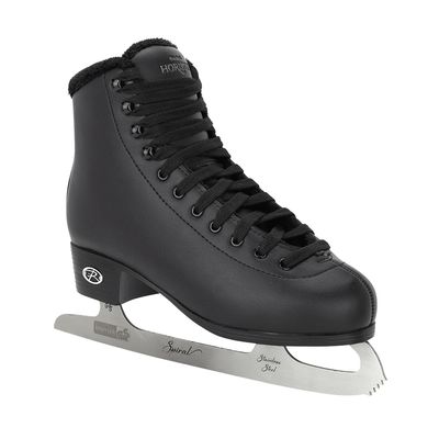 Riedell Unisex Horizon Recreational Ice Skates - Supportive Uppers with Plush Padded Lining, Smooth Stainless Steel Blades, and PVC Soles - Black - 12