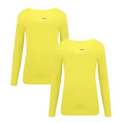ACTIVE UNIFORMS Women's Long Sleeve Extra Wide Scoop-Neck T-Shirt Under Scrub 2 Pack (Yellow, X-Large)