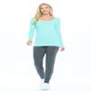 ACTIVE UNIFORMS Women's Long Sleeve Extra Wide Scoop-Neck T-Shirt Under Scrub 2 Pack (Aqua, X-Small) view 2