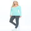 ACTIVE UNIFORMS Women's Long Sleeve Extra Wide Scoop-Neck T-Shirt Under Scrub 2 Pack (Aqua, X-Small) view 4