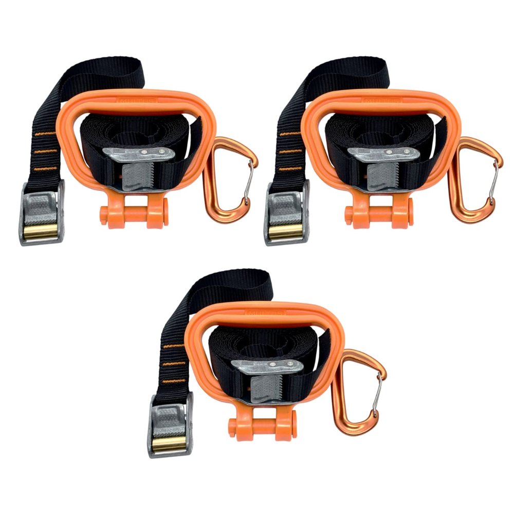MULTUS Handle and Haul Sportsman Tie Down Carabiner Anchor Strap Camping Hunting Trucking Gear - 3 Pack