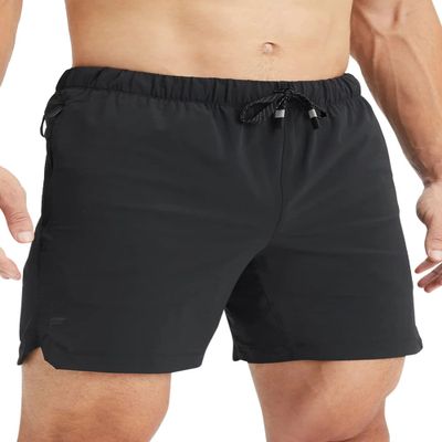 Fabletics Men's The One Short (Unlined), Training, Swimming, Lightweight, Quick-Dry, Zip Pocket, Stretch Woven, 5" Inseam, M, Black