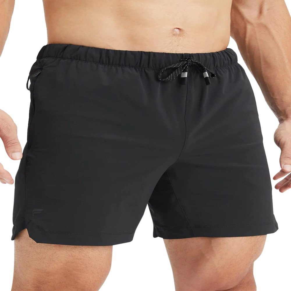 Fabletics Men's The One Short (Unlined), Training, Swimming, Lightweight, Quick-Dry, Zip Pocket, Stretch Woven, 5" Inseam, M, Black