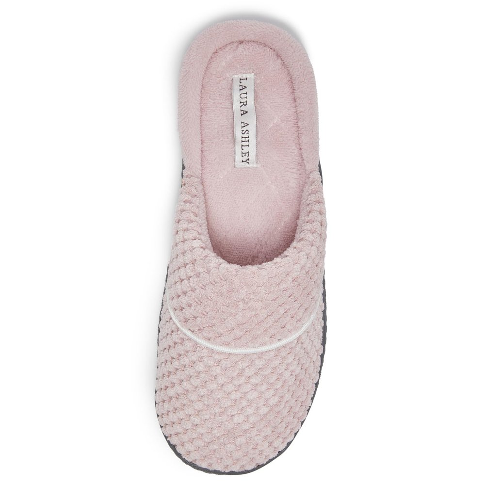Laura Ashley Women's Spa Slip-On Rugged Scuff Slipper, Non-Slip House Slippers with Cushioned Insole for Ladies, Vintage Pink, Medium