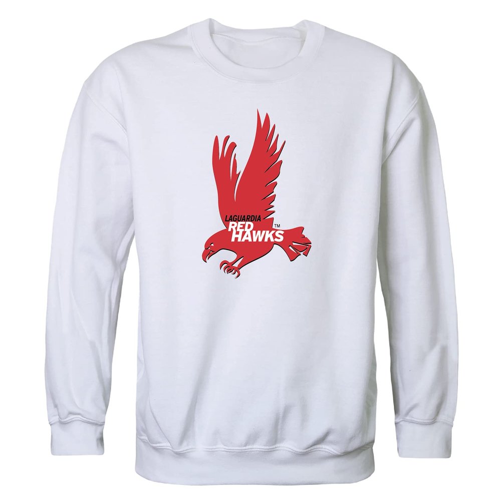 W Republic LaGuardia Red Hawks College Crewneck Pullover Sweatshirt, Adult Unisex, White, XX-Large - NCAA Officially Licensed Apparel