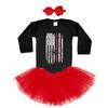 Haase Unlimited Red Line American Flag - Support Firefighters Toddler T-Shirt + Tutu Skirt + Bow Headband Set (Long Sleeve Black Bodysuit/Red Tutu, 12 Months) view 2