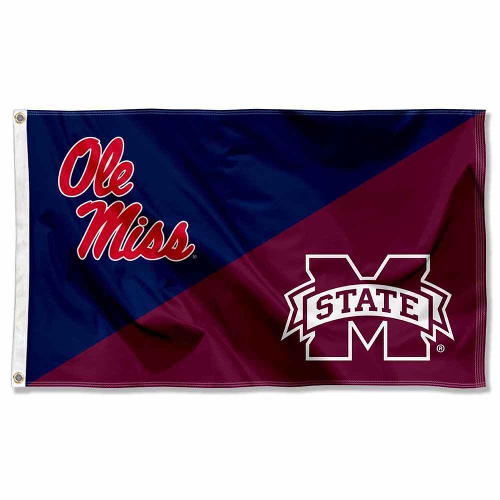 Ole Miss vs Mississippi State House Divided 3x5 Flag Rivalry Banner Flag