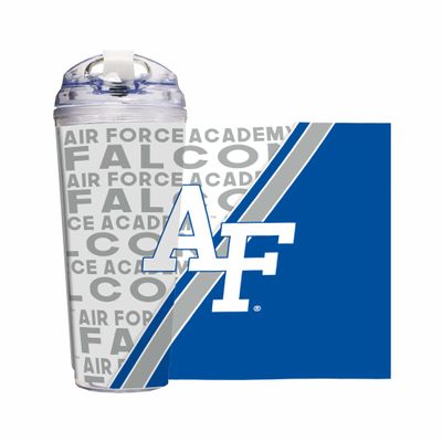 Rico Industries NCAA Air Force Academy Falcons Standard 24oz Acrylic Tumbler with Hinged Lid, Officially Licensed Double Wall Tumbler with Straw,White