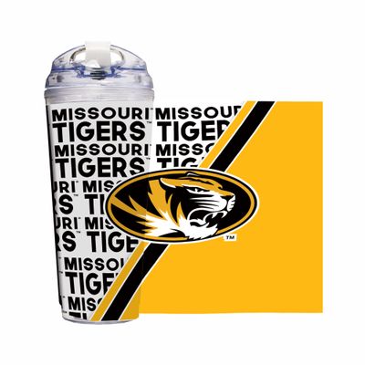 Rico Industries NCAA Missouri Tigers Standard 24oz Acrylic Tumbler with Hinged Lid, Officially Licensed Double Wall Tumbler with Straw