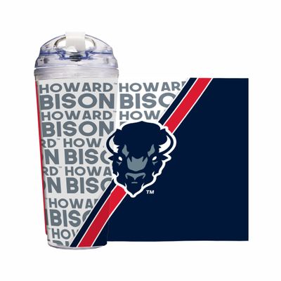 Rico Industries NCAA Howard Bison Standard 24oz Acrylic Tumbler with Hinged Lid, Officially Licensed Double Wall Tumbler with Straw