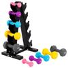 BalanceFrom Colored Neoprene Coated Dumbbell Set with Stand, 56-Pound Set (5 Pairs of 2lbs, 3lbs, 5lbs, 8lbs and 10lbs) view 1