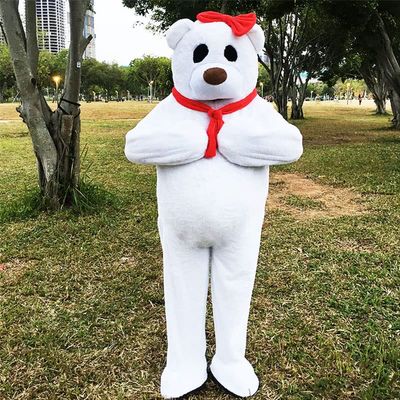 FurryMascot Factory Store Long Hair White Bear Fursuit Mascot Costume Party Carnival Halloween Cosplay Costumes S M L XL XXL