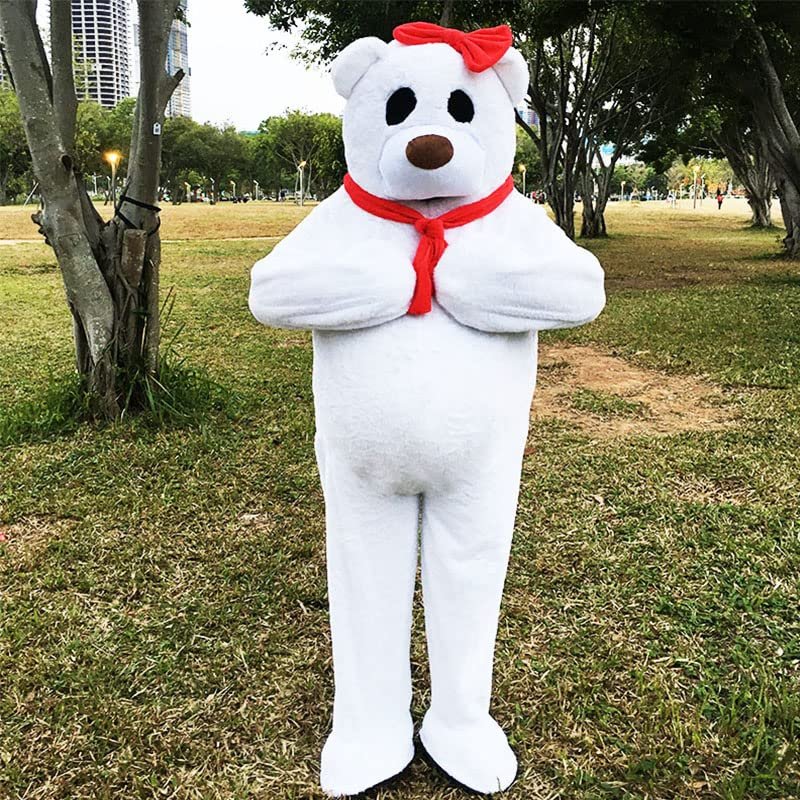 FurryMascot Factory Store Long Hair White Bear Fursuit Mascot Costume Party Carnival Halloween Cosplay Costumes S M L XL XXL
