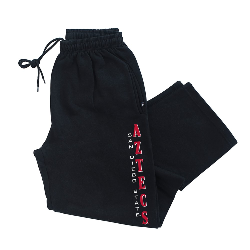 CornBorn San Diego State Sweatpants - Premium Fleece Vert SDSU Aztecs - Black - Small