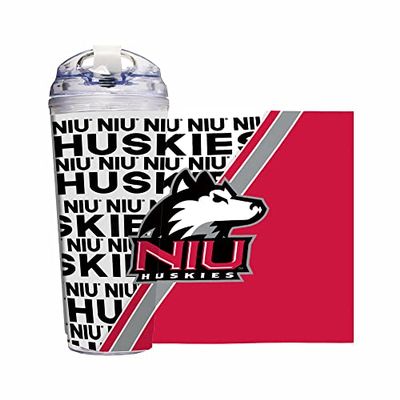 Rico Industries NCAA Northern Illinois Huskies Standard 24oz Acrylic Tumbler with Hinged Lid, Officially Licensed Double Wall Tumbler with Straw