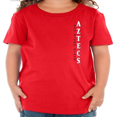 CornBorn San Diego State Toddler Tshirt - Vertical Aztecs - Red - 3T