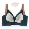Thin Cup Sexy Thin lace Cup Surface Bras Adjusted-Straps Plus Size Gather Comfortable Bralette Wireless No Rims Women Bras (Color : Green, Size : 80B) view 3