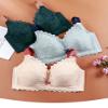 Thin Cup Sexy Thin lace Cup Surface Bras Adjusted-Straps Plus Size Gather Comfortable Bralette Wireless No Rims Women Bras (Color : Green, Size : 80B) view 4